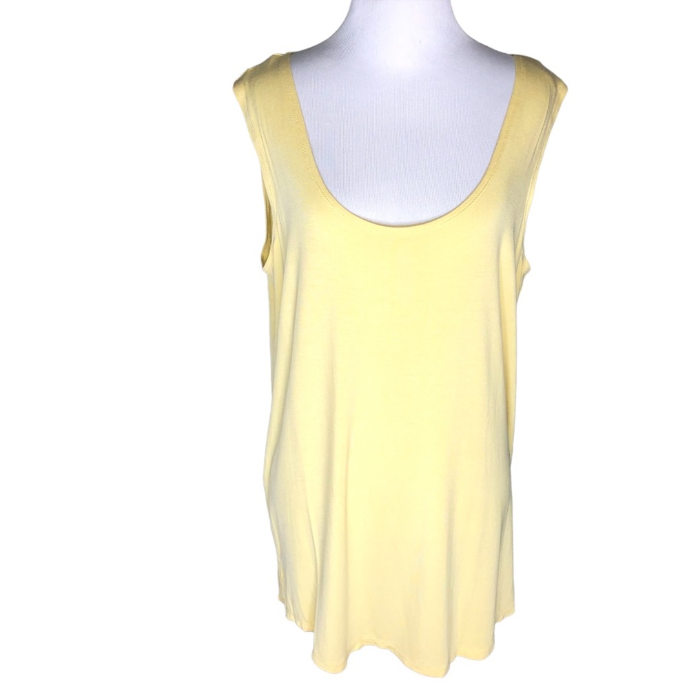Pastel Yellow Oversized Ladies Tank Top Size L by Lisa Kline